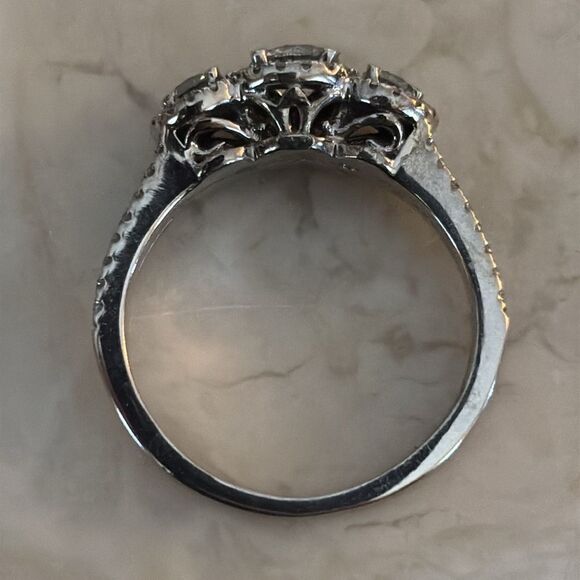 1.07 Carat Natural Diamond Past, Present, Future 14K Gold Engagement Ring $5,600 - Picture 12 of 15